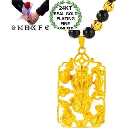 OMHXFC NL224 Wholesale European Fashion Fine Man Party Birthday Wedding Gift PIXIU Ingot Rectangle 24KT Gold Pendant Necklace