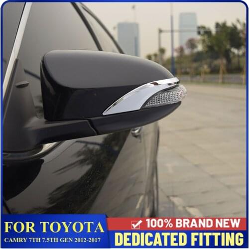 Fit For Toyota Camry 7Th 7.5Th Gen 2012 2013 2014 2015 2016 2017 Car Side Door Rearview Mirror Strips Cover Trims