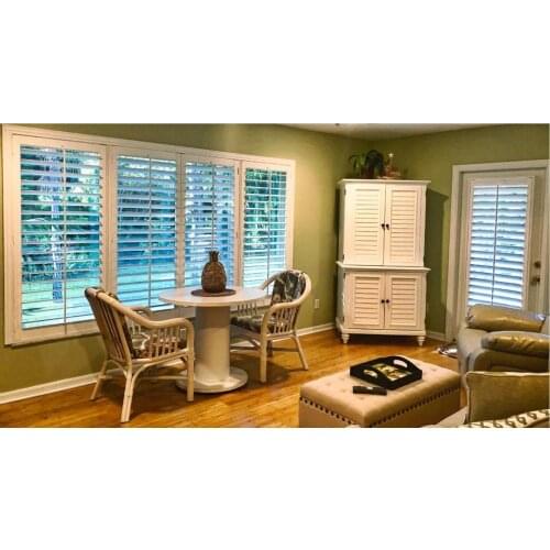Custom Basswood Plantation Shutters Wooden Blinds Solid Wood Shutter Louver PS211