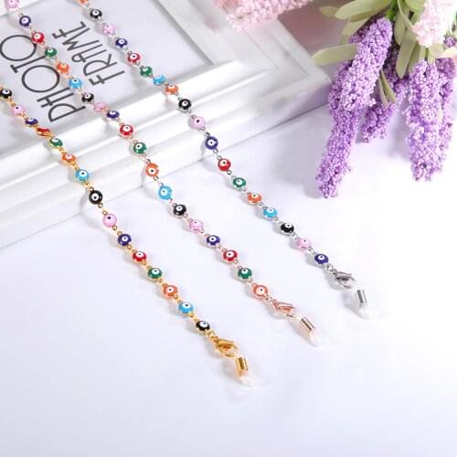 Teamer Gold Color Blue Evil Eye Chain for Glasses Women Face Mask Chain Lanyards Muslim Charm Islam Eyeglasses Accessories Gifts