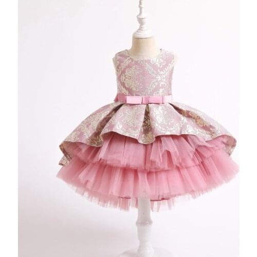 Kids Vestidos Vintage Embroidery Flower Girls Dresses Birthday Lace Dress Elegant Girls Wedding prom Dress for First communion