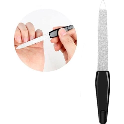 1Pcs/set Black Handle Metal Double Sided Nail Files Strong Edge Manicure Grooming Beauty Pedicure Foot Care Tools