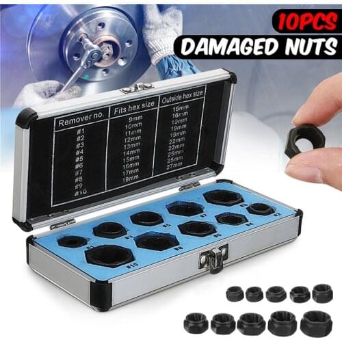 10Pcs 9-19mm Damaged Bolts Nuts Screws Remover Extractor Removal Threading Spiral Cut Tapered Tool Car Hub Multipurpose Screws