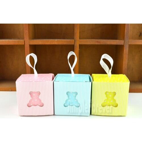 300pcs Little Teddy Bear Favor Boxes Baby Shower Baptism Party Candy Box Christening Gift Box Kid Birthday Party Supplies