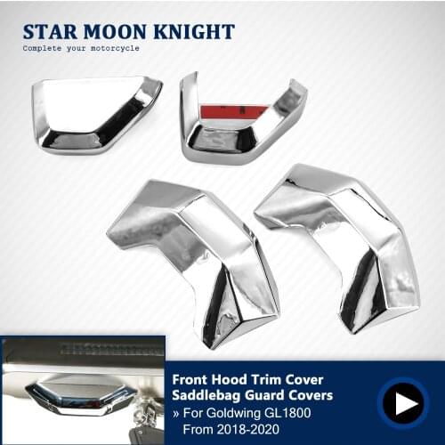 4pcs x For HONDA Goldwing GL1800 GL 1800 F6B Tour DCT Airbag 2018-2020 Motorcycle Front Hood Trim Cover + Saddlebag Guard Covers
