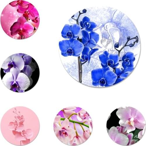58mm Orchid Flowers Colorful Icons Pins Badge Decoration Brooches Metal Badges For Clothes Backpack Decoration
