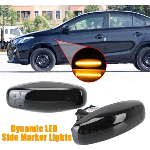 Side Marker Lamp 2Pcs/set Dynamic Turn Signal Light for Toyota Vios Yaris 2014-2017 Flowing Water Indicator Light