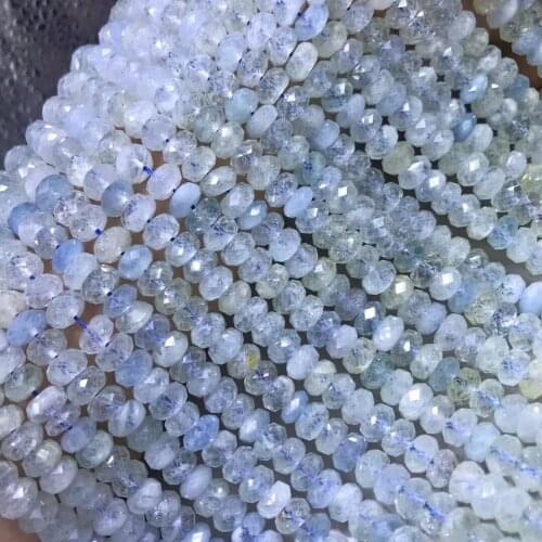 Loose beads Aquamarine topaz blue Roundelle 4*8mm nature for making jewelry necklace 14inch FPPJ wholesale