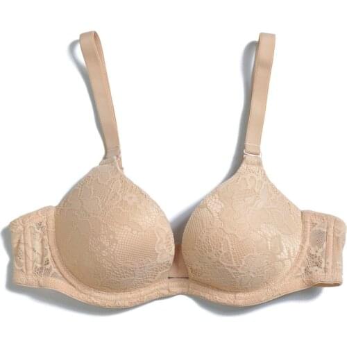YBCG Solid Nude Bra Plunge Padded Push Up Underwear Demi V Neck T-shit Bra Fashion Strength Gather Bras for Women Deep V