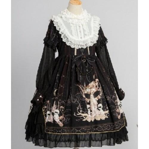 Meet the World-Lolita One Piece Dress Long Sleeve Chiffon Pleated Ruffles Lolita Dress