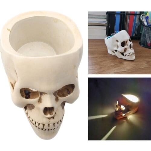 Flower Pot Skull Head Decorative Resin Skull Statue Plant Planter Halloween Home Bar Table Desktop Decors Gift