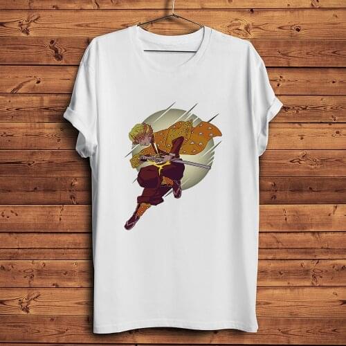 Demon Slayer Thunder Agatsuma Zenitsu Funny Anime t shirt Men Homme New White Short Sleeve Casual Tshirt Unisex Streetwear Tee