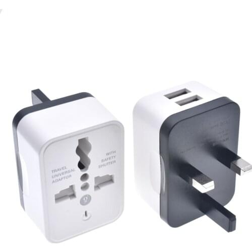 EU UK US 2 USB Charging Universal Travel Adapter International World Travel 10A AC Power Converter Plug Adapter Socket
