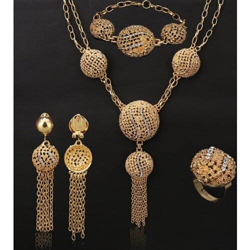 Fani Exquisite Dubai gold bridal Jewelry Set Wholesale Bijoux 2020 Fashion Nigerian Wedding woman accessories jewelry set