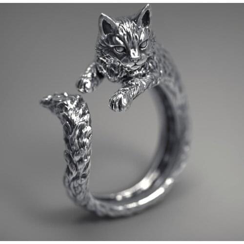 FDLK 2020 New Handmade Cute Cat Ring Vintage Opening Adjustable Retro Animal Ring Girl Gift Jewelry