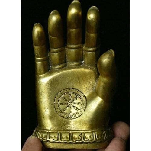 Collect Chinese Buddhism Copper Bronze Kwan-Yin Goddess Boddhisattva Hand Statue Collection Ornaments Statues for Decoration