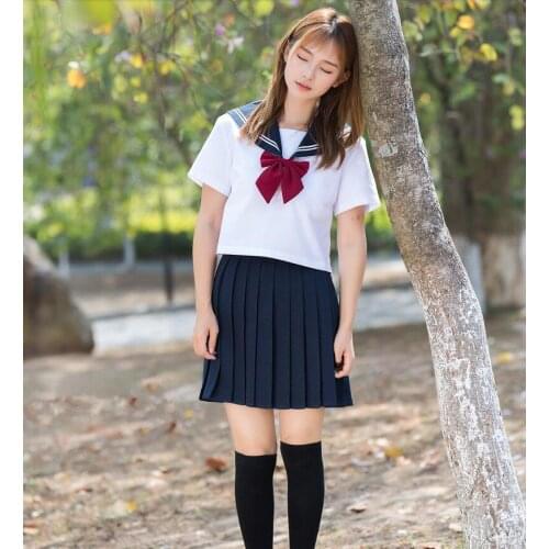 Japaneses Kawaii Cute Seal Preppy Style Sailor Suit JK School Uniform Cute Girl Daily Dress Top+ Pleated Skirt