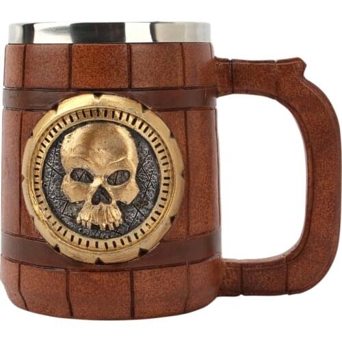 600ml Bar Office Desktop Double Insulation Drinking Cup 3D Skull Coffee Mug Creative Retro Halloween Water Cup Gifts Bar Supply