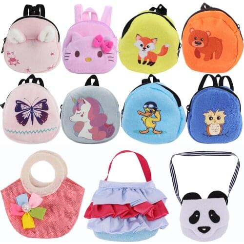 Doll Backpack Dsiney Kitty Unicorn Rabbit Frog Cartoon Bags Doll Clothes For 18Inch American&43Cm Baby New Born Reborn Doll Toys