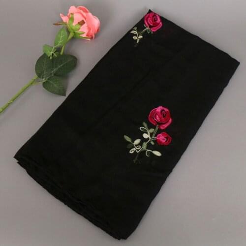 LMLAVEN floral hijab,plain shawl,Cotton embroidery rose scarf,Muslim hijab,shawls and scarves,wrap shawls,flower scarf 175*90cm