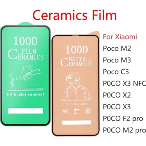 50Pcs\Lot Full Cover Soft Ceramic Tempered Glass For Xiaomi Poco M2 M3 C3 X2 X3 F2 Pro Screen Protector Film For P0CO X3 NFC