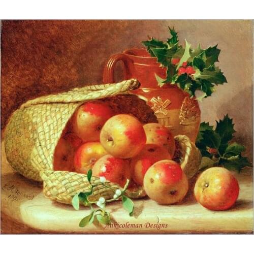 Embroidery Counted Cross Stitch Kits Needlework Crafts 14 ct Aida DIY Arts Handmade Decor - Still Life with Holly and Mistletoe