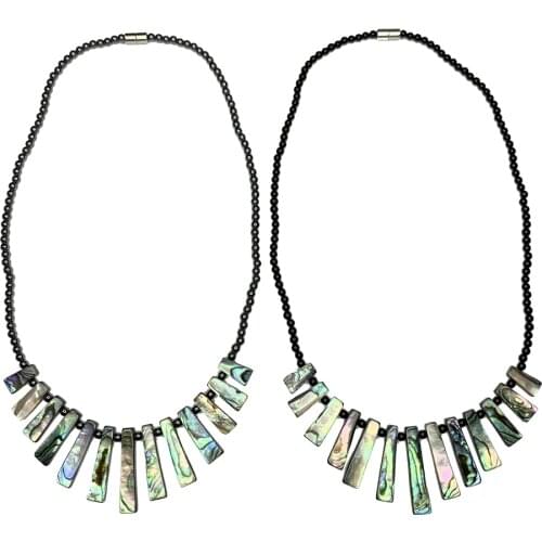 Charms Jewelry Pendant Necklace Natural Abalone Shell Clavicle Short Tassel Chain for Women Agates Hematite Stone Gift 40cm B505