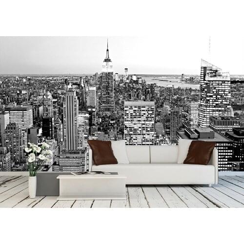 Custom 3D Photo Wallpaper Black White City Landscape Mural Living Room Bedroom Vinyl Mural Waterproof Wallpaper Home Decor