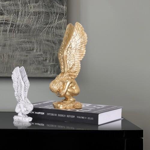 New angel wings statue Vintage resin Sculpture Indoor Angel Memorial Redemption Figurine Outdoor Garden Decoration Home Decor