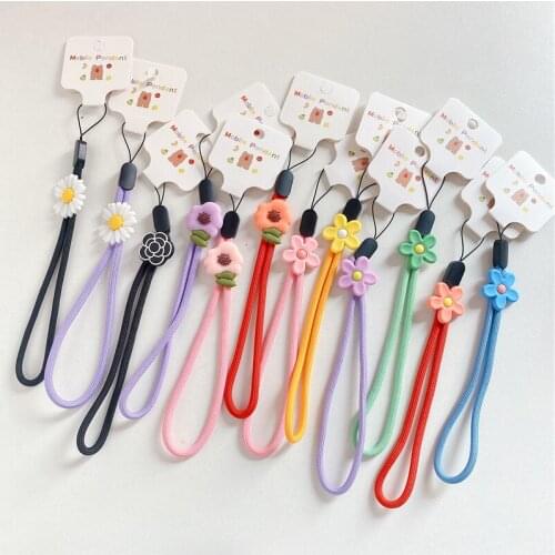 New Flowers Lanyard Strap for Phone Fashion Women Girl Jewelry Usb Flash Drive Lanyard Car Keys Keychain daisy Wrist Rope