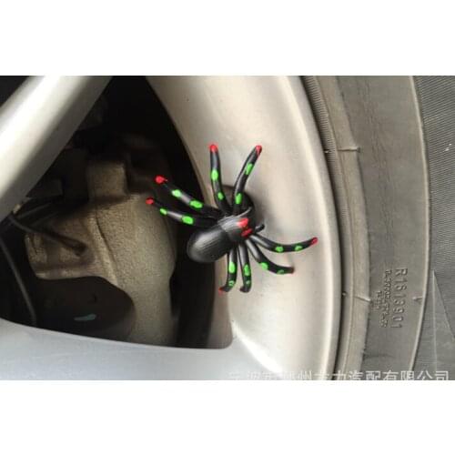 Whole Sale 100pcs/lot Stylish Spider Shape Car Wheel Tire Air Valve Stem Cap Cover Red Green Bike Valve Caps