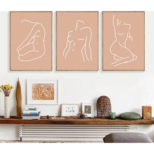 Woman Body Nude Art Poster Abstract Line Drawing Canvas Print Painting Yoga Posters Nordic Wall Art Pictures Living Room Decor