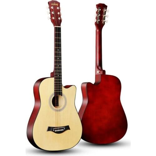 38'' Guitar Full Size Adult 6 Strings Cutaway Folk Acoustic Guitar for Students Beginners 4Colors for Guitar Accessories