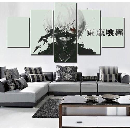 Canvas Printed Poster Home Decoration 5 Pieces Tokyo Ghouls Animation Painting For Kids Room Wall Art Pictures Modular Framework