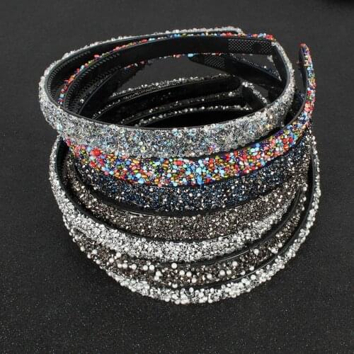 Simulated Crystal Pearl Rhinestones Luxury Hair Accessories Hairbands Sparkly Padded Hair Bands Headdress White Women Headbands
