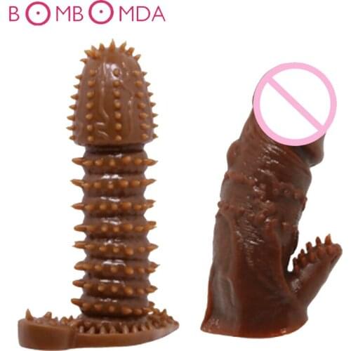 Silicone Penis Sleeve Delay Ejaculation Cock Rings Reusable Condom Penis Extension Penis Ring Adult Sex Toys for Men Cock Sleeve