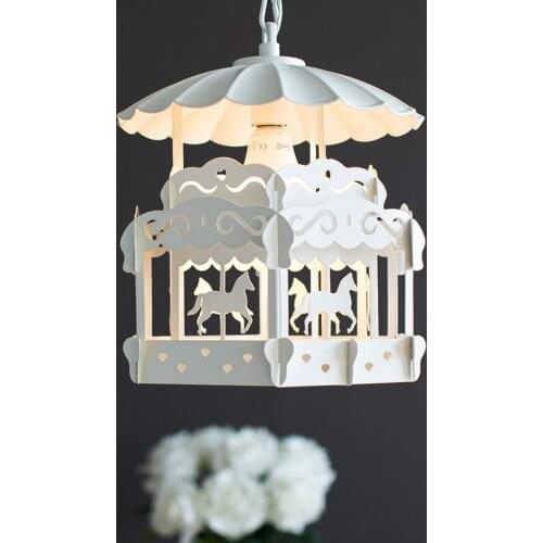 Nordic modern minimalist carousel childrens room chandelier creative personality living room bedroom Princess lamp Postage free