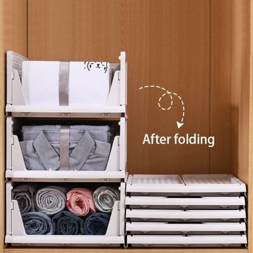 Folding Cabinet Stackable Clothes Organizer Portable Partition Rack of Layered Wardrobe Organizer Storage Rack Drawer Type