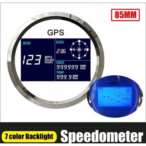 7 Color Backlight GPS Speedometer with Digital LCD Display 85m Odometer Adjustable Mileage Trip Counter For Car Boat 12V 24V