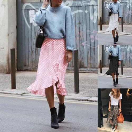 Spot 2021 Spring and Summer New Cross Border European and American Womens Dot Printed Ruffle Skirt Skirt