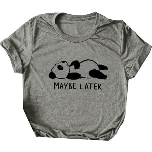 Cute Cartoon Panda Letter Print Women Plus Size Summer T-Shirt Short Sleeve Top