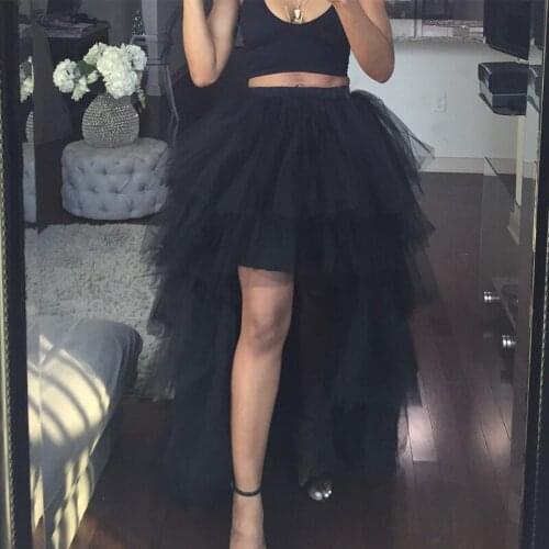 2020 High Low Tulle Skirts High Street Custom Made faldas Long Tiered Tulle Skirt Women For Party Female Wear Maxi Tulle Skirt
