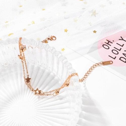Female Bohemian Hollow Star Anklets For Women Girl Double Layer Ankle Bracelets Girls Barefoot On Leg Chain Jewelry Gift #LR4