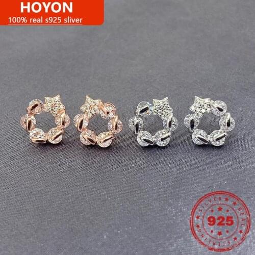 100% Real Sterling silver S925 Stars Earring For Women AAA Zircon 925 Silver Stud Earring Wedding Engagement Fine Jewelry Gifts