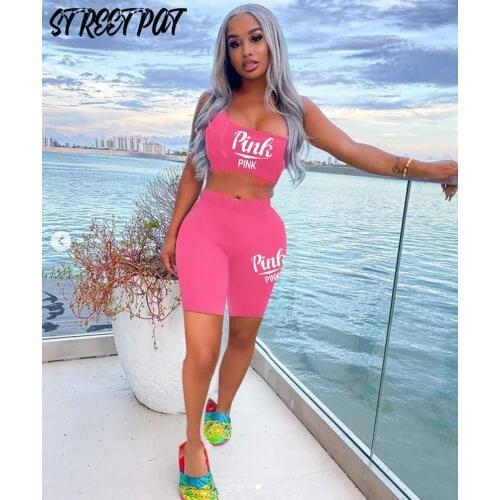 One Shoulder Bodycon Two Piece Sets Women 2021 Letter Print Crop Top + Biker Shorts Tracksuit Elastic Summer Sport Outfits