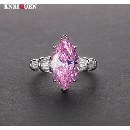 Unusual 6CT 8*14mm Horse Eye Shape Sapphire Topaz High Carbon Diamond Rings for Women Sterling Silver 925 Party Wedding Jewelry