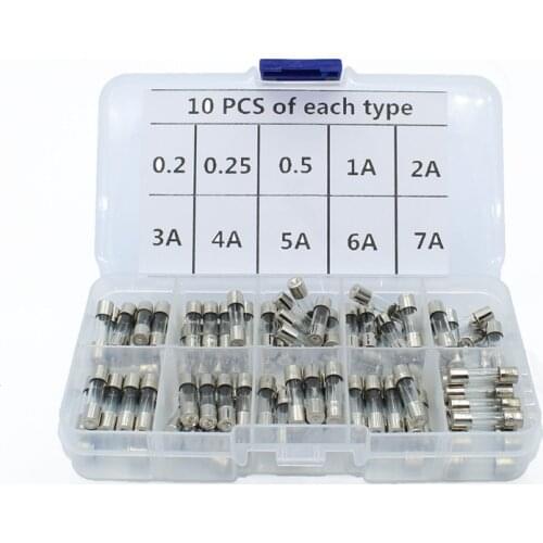 100Pcs Set 5x20mm Quick Blow Glass Tube Fuse Assorted Kits,Fast-blow Glass Fuses