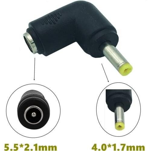 2.1 x 5.5 mm female to 4.0 x 1.7 mm male 90 Gegrees DC Power Connector Adapter Laptop for Lenovo Asus Acer MSI Malata ect