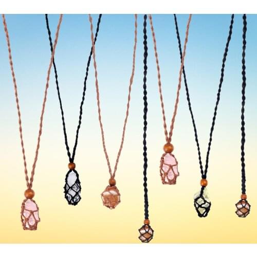 2Pcs Necklace Cord Empty Stone Holder Replacement Necklace Natural Quartz Crystal Raw Stone NEW