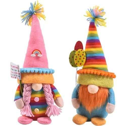 2 Pcs LGBT Gay Pride Month Rainbow Gnome Colorful Doll Dwarf We Are Together Home Farmhouse Kitchen Decor Cheer Up Gift